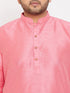 Vastramay Men's Plus Size Pink Silk Blend Kurta Pyjama Set